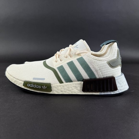 Adidas Women's NMD_R1 Wonder White Olive Green Shoes GX6490 Sizes 7 - 10 - Picture 3 of 9